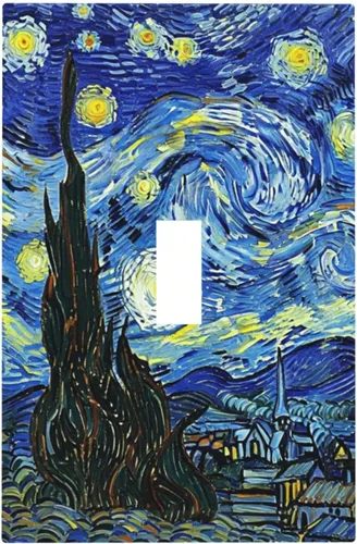Miniatura 99 de Placa de receptáculo para interruptor basculante de una sola banda, 1 banda Decora GFCI Starry Night Painting Placa decorativa de pared