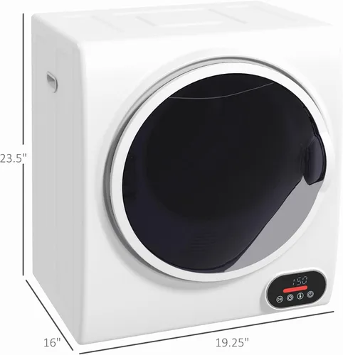 Miniatura 7 de HOMCOM Secadora de ropa portátil, secadora de ropa compacta con tambor de acero inoxidable de 1.5 pies cúbicos, secado inteligente, secadora