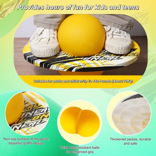 Miniatura 3 de Junkin 2 piezas Tabla de trucos de pelota Pogo, juguete tabla de equilibrio, pelota de equilibrio Pogo con bomba y cubierta de agarre fuerte