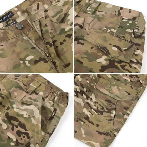 Miniatura 6 de NAVEKULL Pantalones cortos tácticos para hombre, camuflaje al aire libre, senderismo, Rip Stop militar, cargo