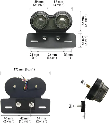 Miniatura 3 de Bobber Cafe Racer ATV Chopper Luz trasera LED Integrada Correr Lámpara de señal de giro Soporte de placa de matrícula Lámpara trasera
