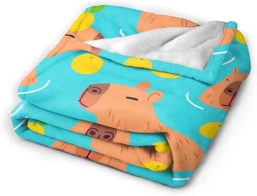 Miniatura 2 de Bonita manta con patrón de animales Capybara, manta suave de franela, acogedora y ligera, regalos de felpa para niños, niñas, mujeres, hombres