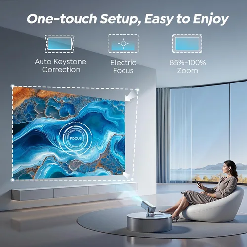 Miniatura 3 de Mini proyector con WiFi y Bluetooth, soporte 4K/enfoque eléctrico: proyector portátil nativo 1080P para exteriores, soporte ajustable