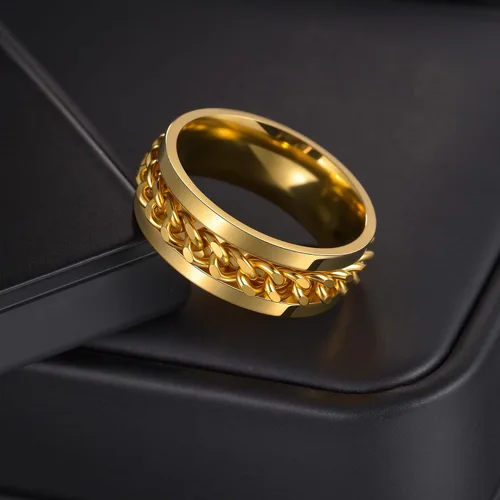 Miniatura 161 de Anillos giratorios para la ansiedad para hombre, anillos clásicos de cadena para mujeres y adultos, anillo de acero de titanio