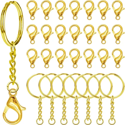 Miniatura 8 de Llavero con cadena, 50 llaveros con cadena y salto abierto, piezas de llavero de metal de 1 pulgada para resina, suministros de manualidades