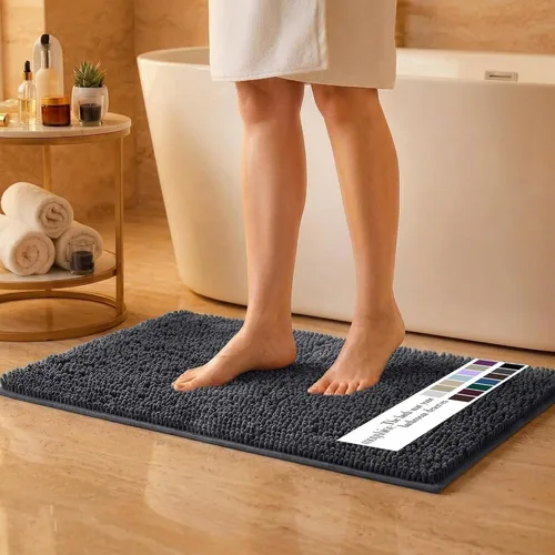Miniatura 22 de MAYSHINE Alfombra de Baño de Chenilla Afelpada Extra Suave, Súper Absorbente, Alfombra de Baño Antideslizante Microfibra Esponjosa