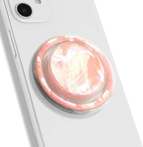 Miniatura 18 de OnTheGrip Lindo diseño de concha marina natural en forma redonda, soporte de teléfono móvil plegable para smartphone, tablet, accesorio