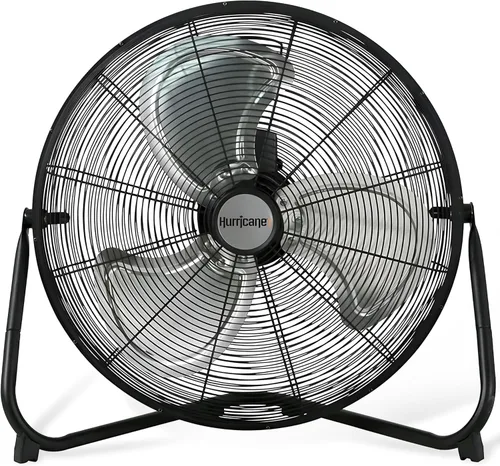 Hurricane Pro - Ventilador de piso resistente de alta velocidad con aspas de metal y 3 velocidades, negro, 20" - Unidad de enfriamiento de aire