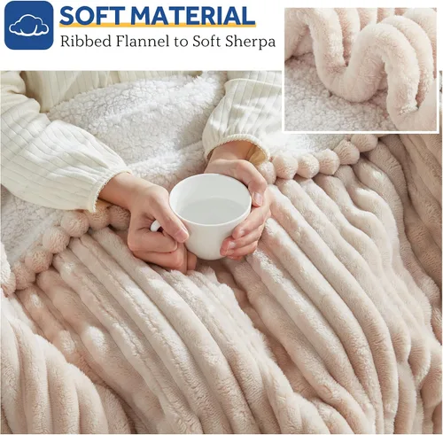 Miniatura 5 de Sealy - Manta eléctrica térmica suave y acogedora, reversible de franela acanalada a sherpa, calefacción segura con 6 ajustes de calor y protección