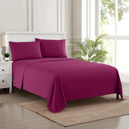 Miniatura 15 de Juego de sábanas de 1800 hilos – Sábanas de microfibra cepillada suave de calidad egipcia – Juego de ropa de cama de lujo con sábana encimera