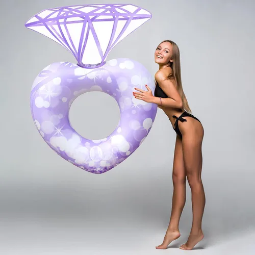 Miniatura 3 de Anillo de natación de diamantes flotante, piscina, juguetes de playa para adultos, anillo de natación inflable, cama flotante, fiesta divertida