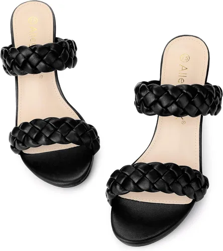 Miniatura 2 de Allegra K Women's Braided Heeled Slip on Chunky Heel Slide Sandals