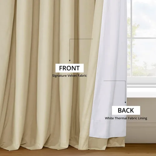 Miniatura 8 de HPD Half Price Drapes Cortinas Opacas de Terciopelo - 96 Pulgadas de Largo 1 Panel Cortina Opaca con Pliegues Signature para Sala de Estar y Tierra