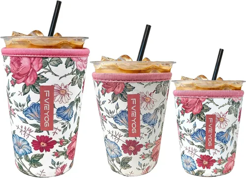 Miniatura 20 de Fundas de neopreno reutilizables aisladas para café helado, fundas para tazas de café helado, fundas para bebidas heladas y calientes
