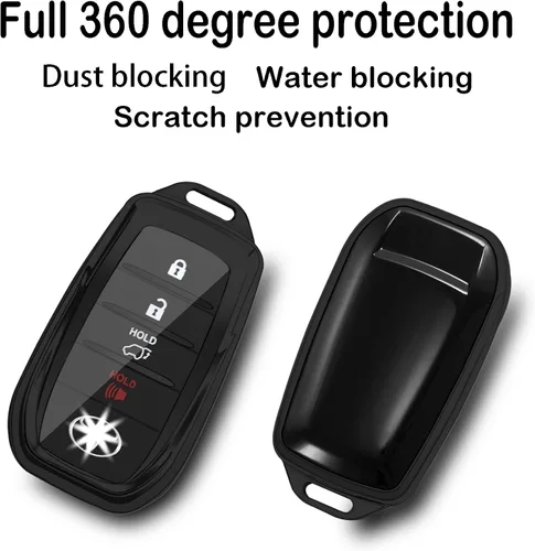 Miniatura 3 de Kirsnda para llavero Toyota, estuche con cadena, Funda protectora de TPU de 360 grados compatible con Venza 2021-2022, RAV4 Prime, Sienna, Land Negro