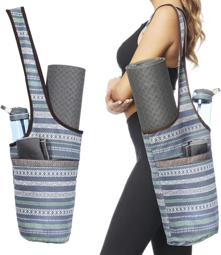 Miniatura 11 de Ewedoos Canvas Yoga Mat Bag Fits Most Mats Yoga Bag with Large Storage Pockets to Hold More Accessories Ideal for Pilates Workout Gifts & Travel