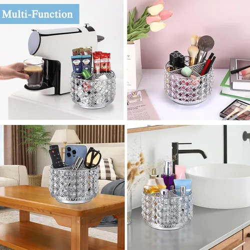 Miniatura 4 de Hipiwe Organizador de Tocador de Cristal Soporte para Brochas de Maquillaje - Organizadores Giratorios de 360° para Exhibición de Brochas Cosméticas