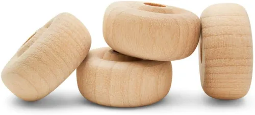 Mini ruedas de madera clásicas, ideales para manualidades, 1 pulgada de diámetro, 1/2 pulgada de grosor, agujero de 1/4 pulgadas, paquete de 100
