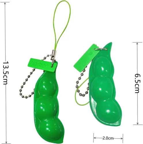 Miniatura 5 de 12 piezas de llavero de frijoles apretables para recoger la piel, juguetes sensoriales de vaina de guisantes, alivio del estrés, juguetes