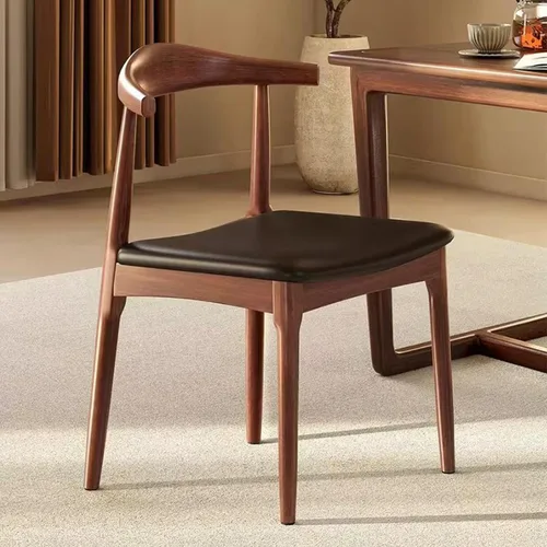 Miniatura 4 de Ytaoka Juego de 2 sillas de comedor de madera maciza, sillas de comedor de mediados de siglo, sillas tapizadas de piel sintética con respaldo