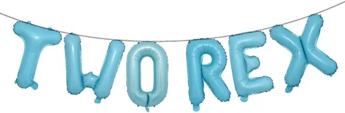Miniatura 14 de TWO REX - Decoraciones de fiesta de 2º cumpleaños de dinosaurio, globo de letra, suministros (L TWO REX dorado)
