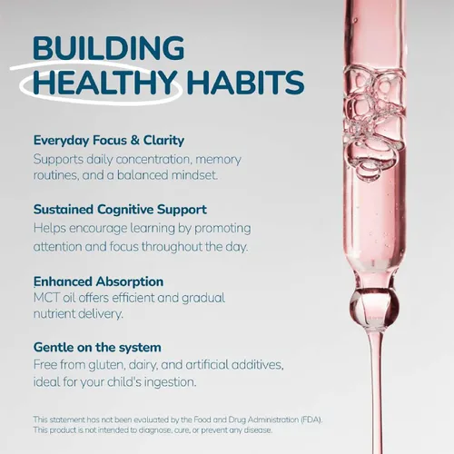 Miniatura 2 de 1Q Focus – Gotas naturales de apoyo cognitivo y cerebral líquido para niños Acetil L-carnitina + B1, B6, B12 y folato Sin azúcar, vegano, sin