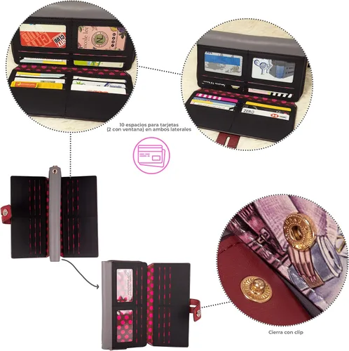 Miniatura 3 de Nicole Lee Cartera plegable con solapa y correa de muñeca desmontable, cartera de mano de noche, múltiples tarjeteros y ventanas de identificación