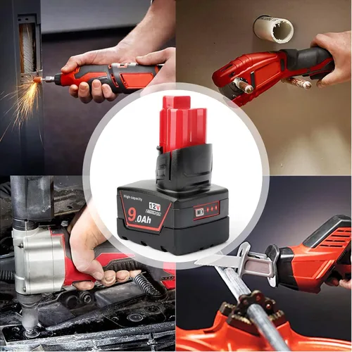Miniatura 5 de Batería de repuesto de iones de litio de 12 V 9.0 Ah de 12 V compatible con Milwaukee 48-11-0490 48-11-2402 48-11-2411 48-11-2430 48-11-2450