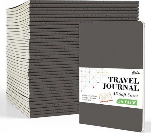 Miniatura 12 de Feela - Paquete de 36 cuadernos de tapa blanda en blanco, a rayas, para viajes, para mujeres y hombres, cuadernos para escribir, cuadernos rayados