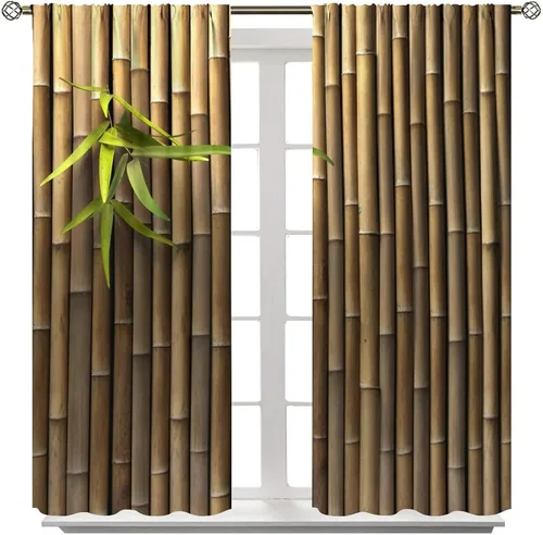 Miniatura 8 de Cortinas de bambú 3D impresas para exteriores, cortinas de bambú natural japonés zen, sala de estar, cocina, bolsillo para barra, cortinas