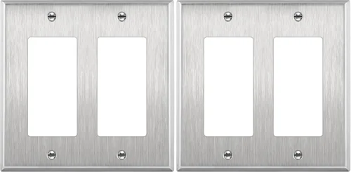 Miniatura 24 de ENERLITES Placa de pared metálica decorativa para receptáculo o interruptor, acero inoxidable 201, resistente a la corrosión, tamaño 2-Gang 4.50" x