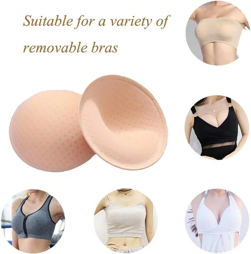 Miniatura 7 de ONDY Almohadillas de inserción de brasier, 2 pares, realzadores de pecho redondos, almohadilla invisible para brasier deportivo de yoga