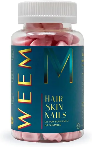 WEEM Gomitas para el cabello, la piel y las uñas, apoya el cabello saludable, vitaminas de biotina vegana para mujeres y hombres que apoyan el