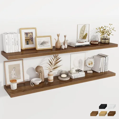 Miniatura 60 de Fun Memories Estantes flotantes de 12 pulgadas de profundidad, estantes de pared de madera de 16 x 12 pulgadas, estante de almacenamiento rústico