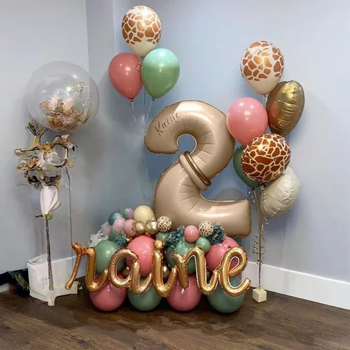 Miniatura 6 de Globos color nude 0, 40 pulgadas, grandes, de papel de aluminio color marrón claro, globos de helio 0-9, globos de helio digitales autoinflables