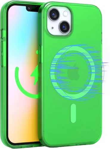 Miniatura 11 de FELONY CASE - Funda protectora transparente azul neón para iPhone 13 / iPhone 14, cubierta brillante absorbente de golpes de TPU y policarbonato