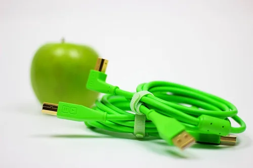 Miniatura 3 de DJ TechTools Chroma Cables USB-A a USB-B en ángulo recto 4.9 ft / 5 pies Audio optimizado Blindado de interferencias Brida para cables Verde
