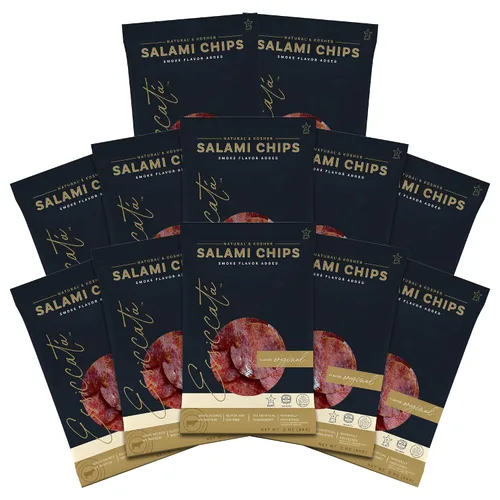 Miniatura 10 de Meats Kosher Salami Chips - Salchicha en rodajas, carne de embutidos - Natural, amigable con Halal - 2 onzas, original, paquete de 5