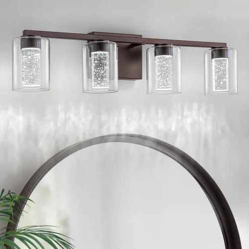 Miniatura 13 de SineRise Lámpara de tocador dorada de 3 luces con 3 modos de color (3000K/4000K/6000K), Accesorio de luz LED para baño con protección ocular, Luz