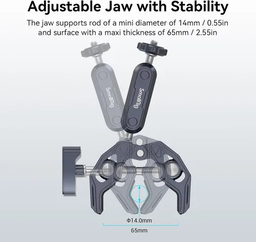 Miniatura 5 de SMALLRIG Abrazadera de montaje para cámara, brazo mágico de cabeza esférica y adaptador para Gopro, soporte para monitor de cámara con orificios
