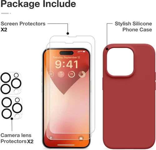 Miniatura 219 de GONEZ Funda de silicona para iPhone 15 Pro Max, compatible con Magsafe, protector de cámara + protector de pantalla, forro de microfibra suave