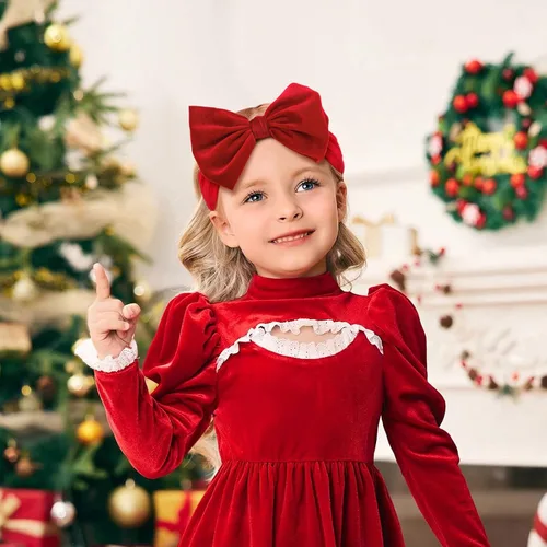 Miniatura 3 de YanJie Diademas de Navidad para niñas, lazo de pelo rojo, lazos de terciopelo verde, lazos para recién nacidos, cintas para el pelo de nailon
