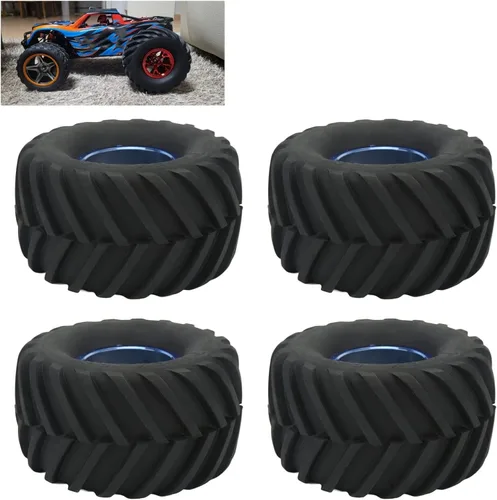 Miniatura 5 de Pomya Neumático de coche RC, Camión escala 1/10, 4 neumáticos de goma, cubo de ruedas de plástico, negro, adulto
