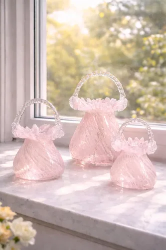 Miniatura 2 de Juego de jarrón de cristal rosa, decoración de bolso para uso versátil y decoración de diseño elegante decorativo