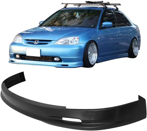 Miniatura 9 de FREEMOTOR802 Divisor de parachoques delantero compatible con Honda Civic Sedán 1992-1995, estilo Type-R sin pintar, negro, PP, alerón de mentón