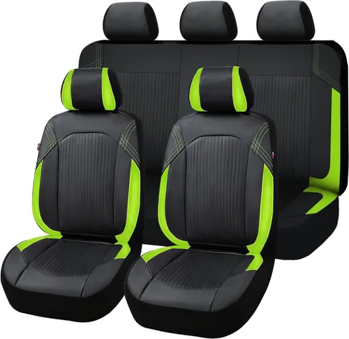 Miniatura 11 de Flying Banner - Juego completo de fundas para asiento de automóvil de cuero sintético, para asientos delanteros y traseros, estilo de moda, fácil