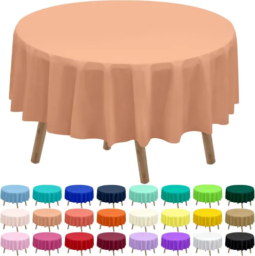 Miniatura 20 de Paquete de 2 manteles de plástico desechables de 84 pulgadas de color azul aguamarina, manteles circulares para baby shower, baby shower, PEVA, azul
