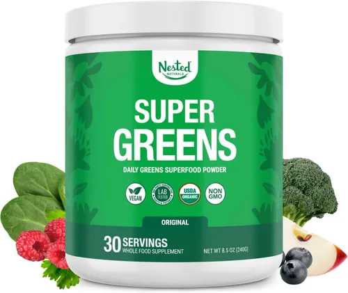 SUPER GREENS | Veggie Greens Superfood en polvo con 20 ingredientes orgánicos: espirulina, chlorella, cebada y otros, además de frutas orgánicas,