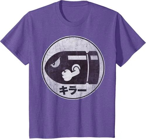 Miniatura 45 de Super Mario Camiseta con logotipo de Bullet Bill Distressed en Kanji