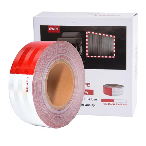 SWRT DOT-C2 - Cinta reflectante de 2 pulgadas x 30 pies, cinta reflectante roja y blanca, resistente al agua, para exteriores, fuerte visibilidad,